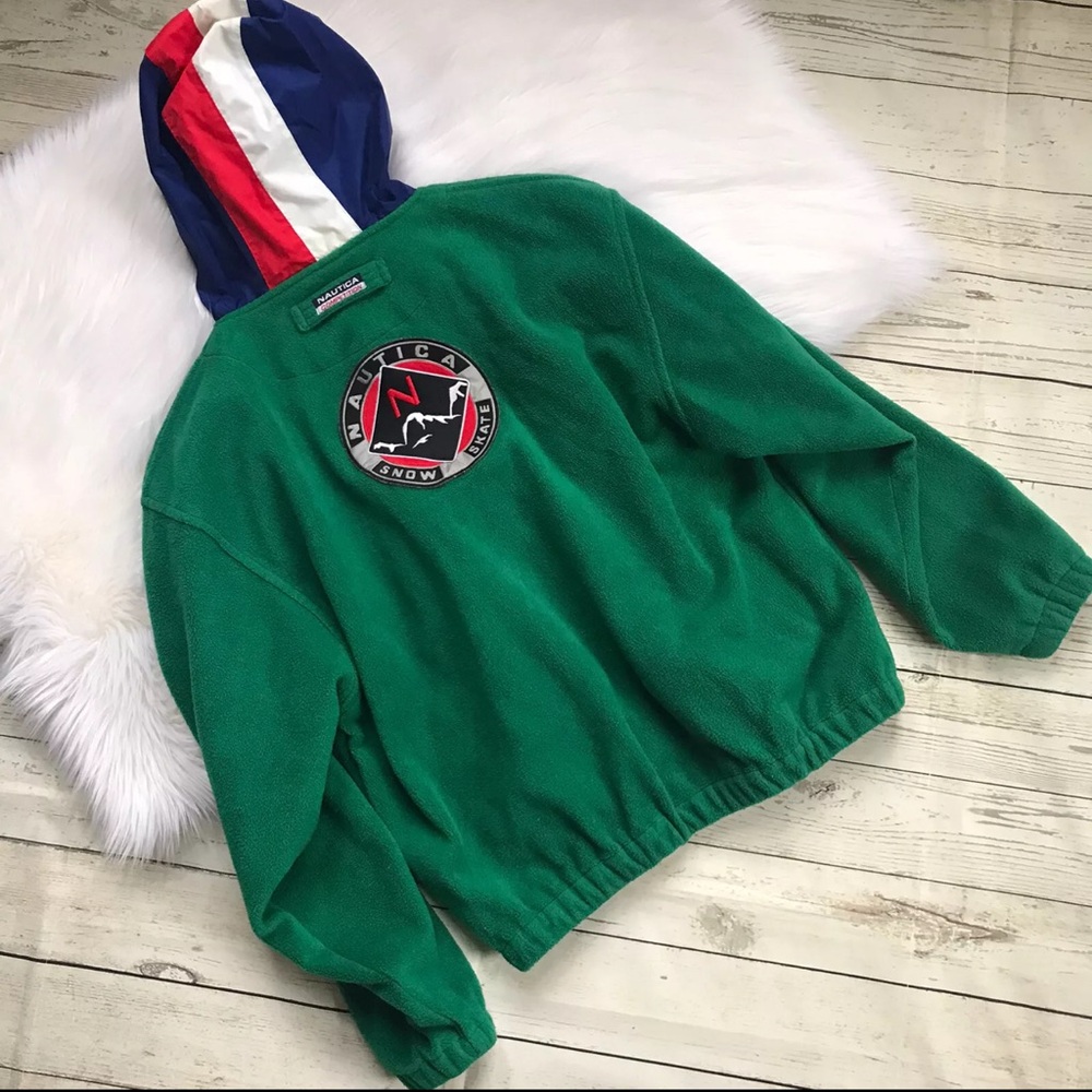 Vintage Nautica Fleece Jacket Full Zip Snow Skate Competition Mens Large Medium